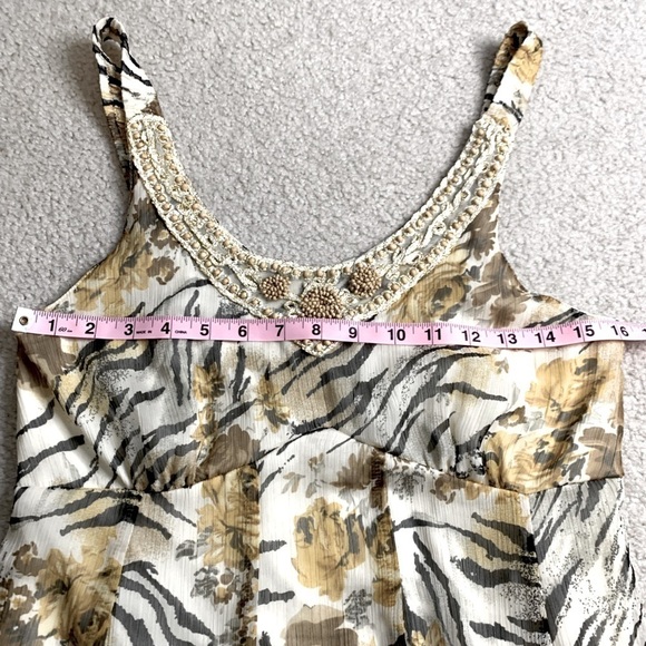 Vasna Desire Animal print Midi Chiffon Beaded Dress Women Medium Lined - Picture 4 of 7